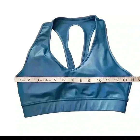 Carbon38 Womens Teal Luxury Stretch Activewear Action Bra 2.0 in Takara Shine S - Picture 8 of 9